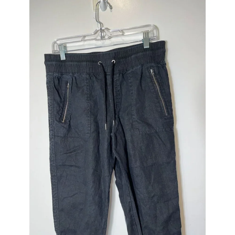 ATHLETA Cabo Linen Black Joggers Pants Size 8 Black Womens